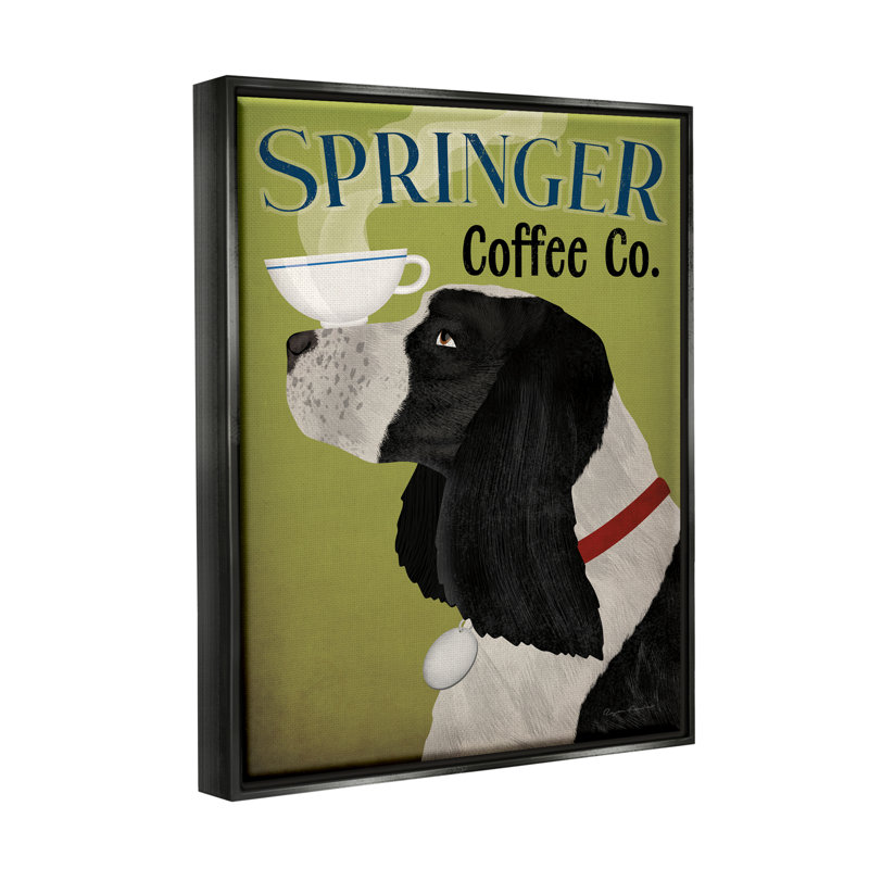 Publicité Springer Coffee par Ryan Fowler, Cadre flottant noir de jais, H 21 po x l 17 po x P 1,7 po