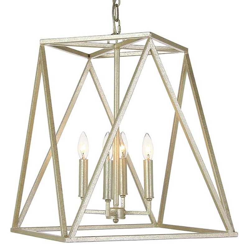 Lustre géométrique à 4 lumières de style bougie Ansley