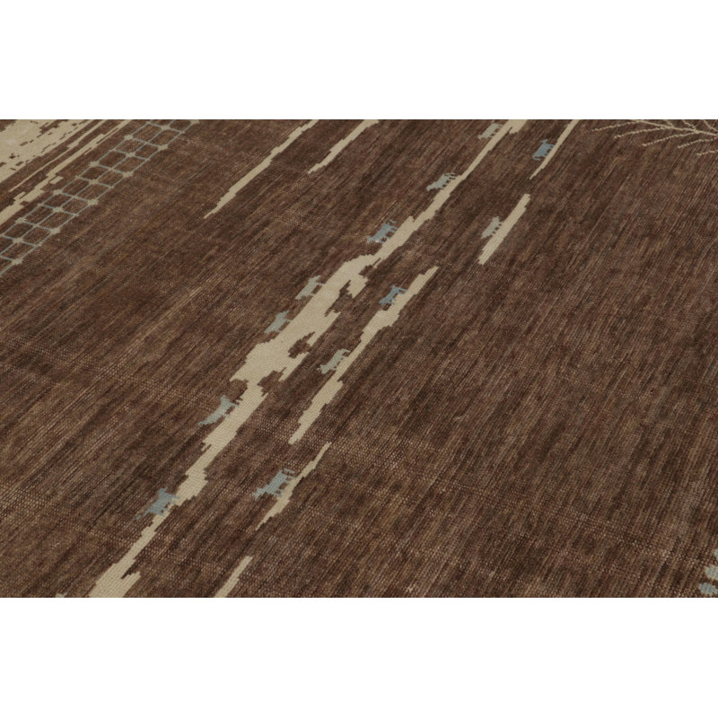 Moroccan Hand Knotted Wool Geometric Area Rug, Rectangle 8' x 10'