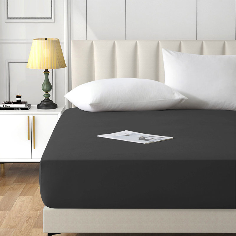 Brushed Microfiber 40cm Deep Fitted Bed Sheet, Charcoal, Kingsize (5')