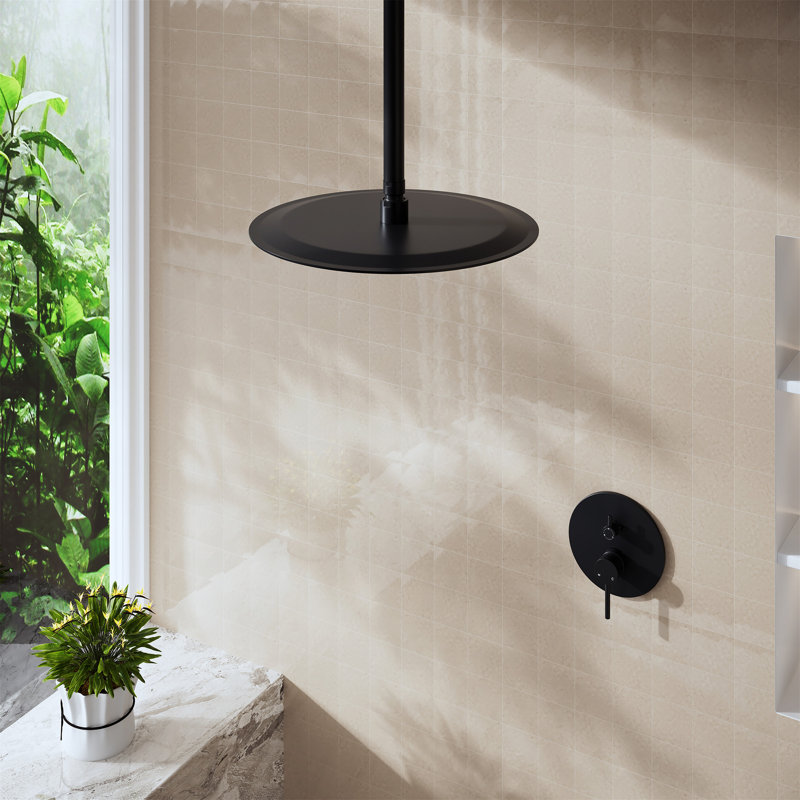 12" Stainless Steel 360 Degree Adjustable 0.08" Ultra-Thin Rectangle Shower Head, Matte Black