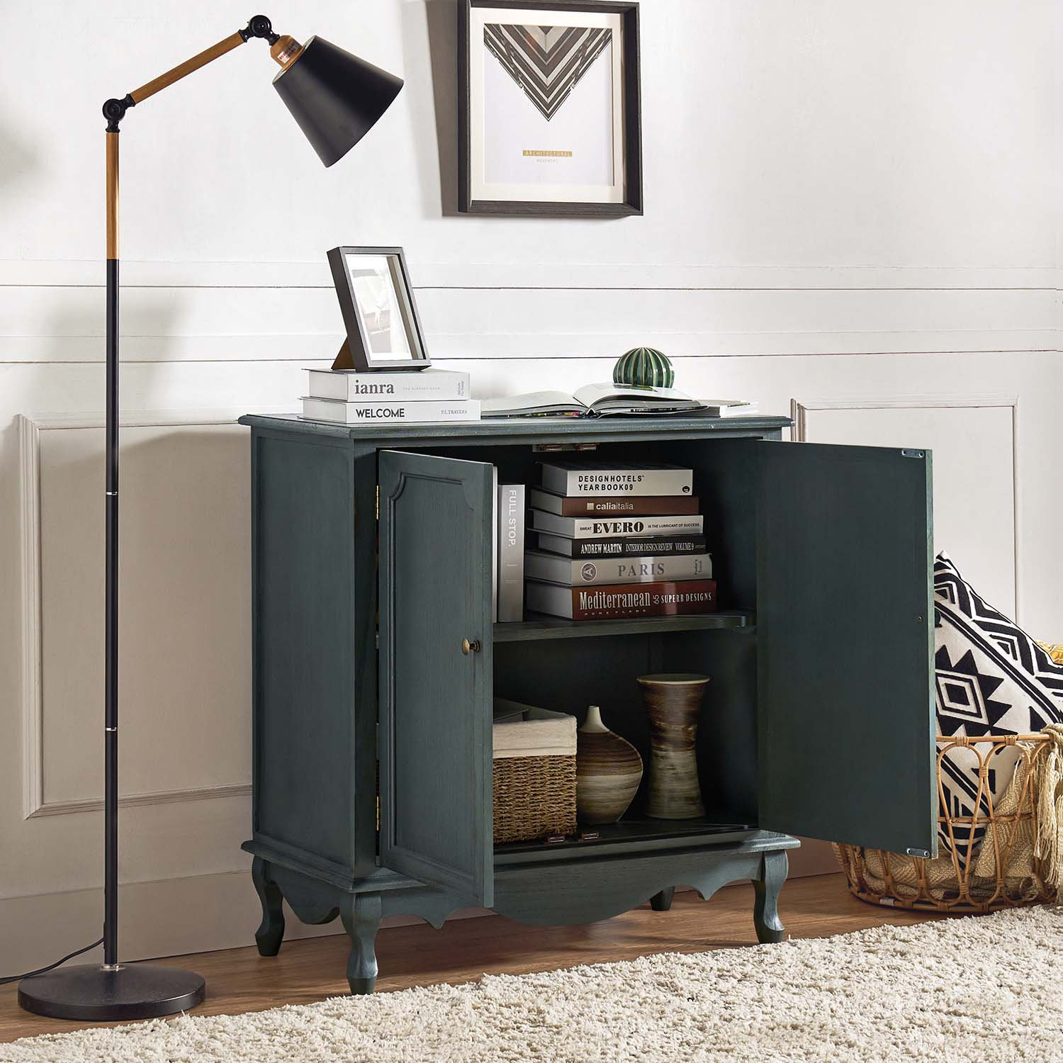 Arshawn Traditional 31''W Solid Wood 2 - Door Accent Cabinet with Simple Assembly