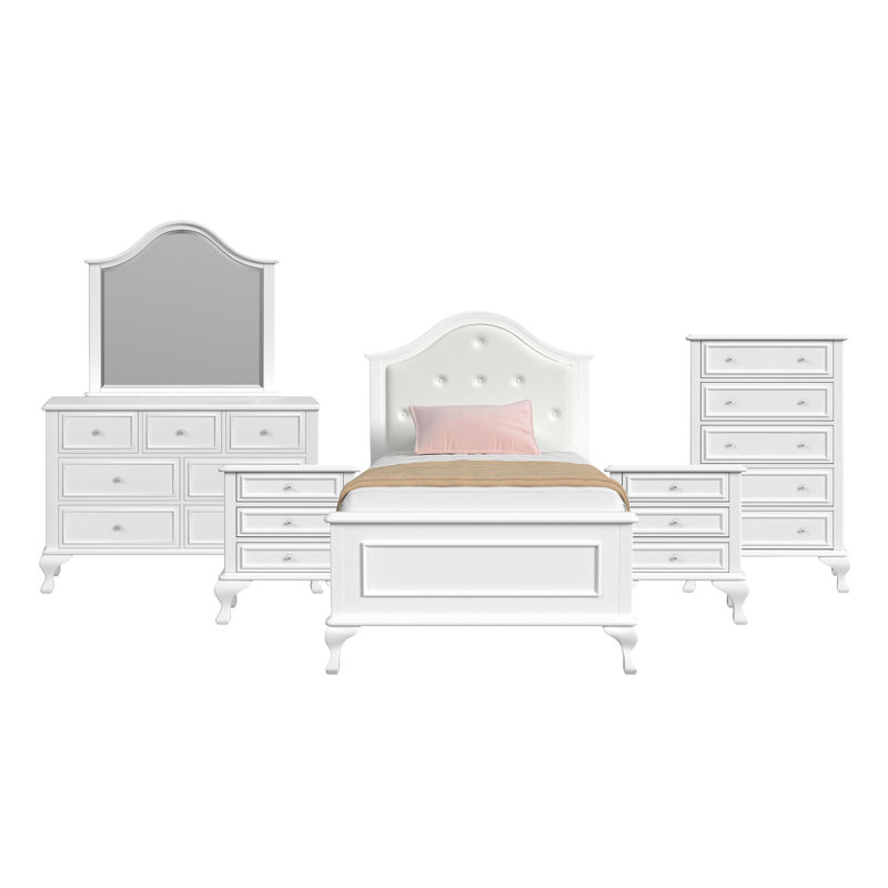 Ensemble de chambre à coucher à panneau simple 6 pièces Guimond