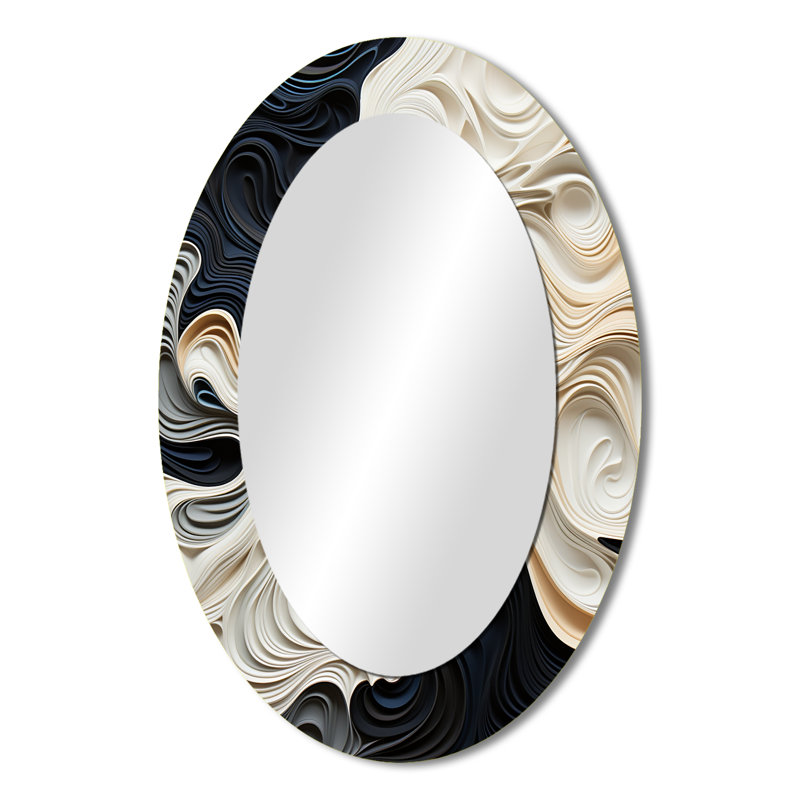 Miroir mural noir et blanc éclectique moderne, 36 po x 24 po
