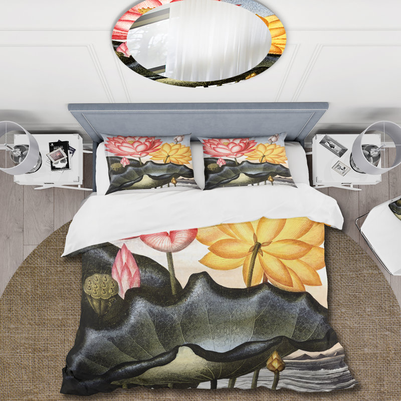 Ensemble de housse de couette traditionnel Vintage Flowers II - microfibre de polyester