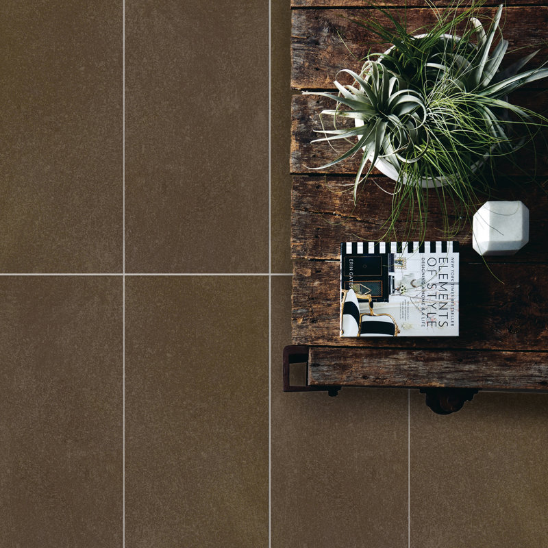 Literary License 12'' W x 24'' L Porcelain Concrete Look Singular Tile, Hickory