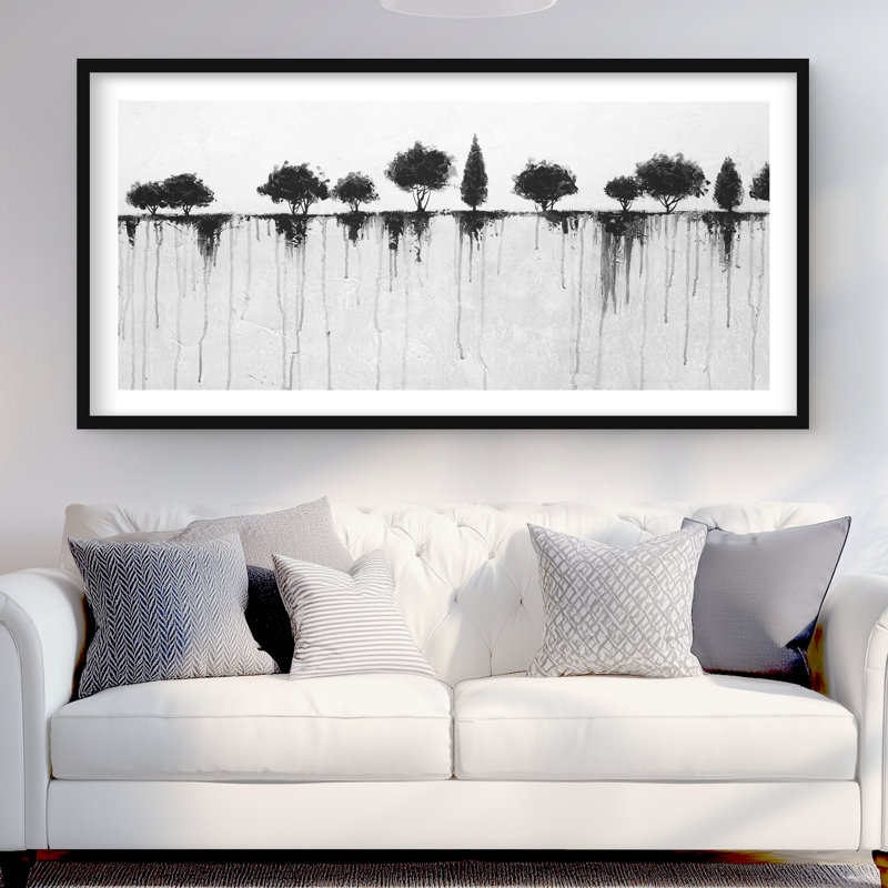 «Abstract Black Trees - Landscape», reproduction encadrée industrielle