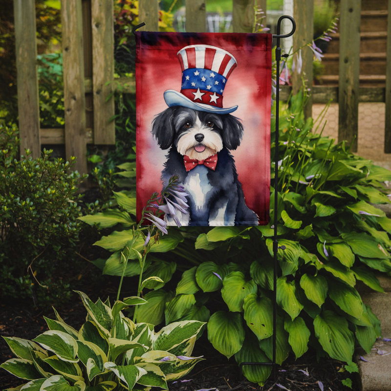 Drapeau patriotique du jardin américain, Bichon havanais noir / rouge