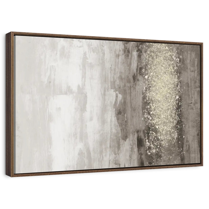Pluie scintillante I, 37 po x 25 po, Cadre flottant noyer