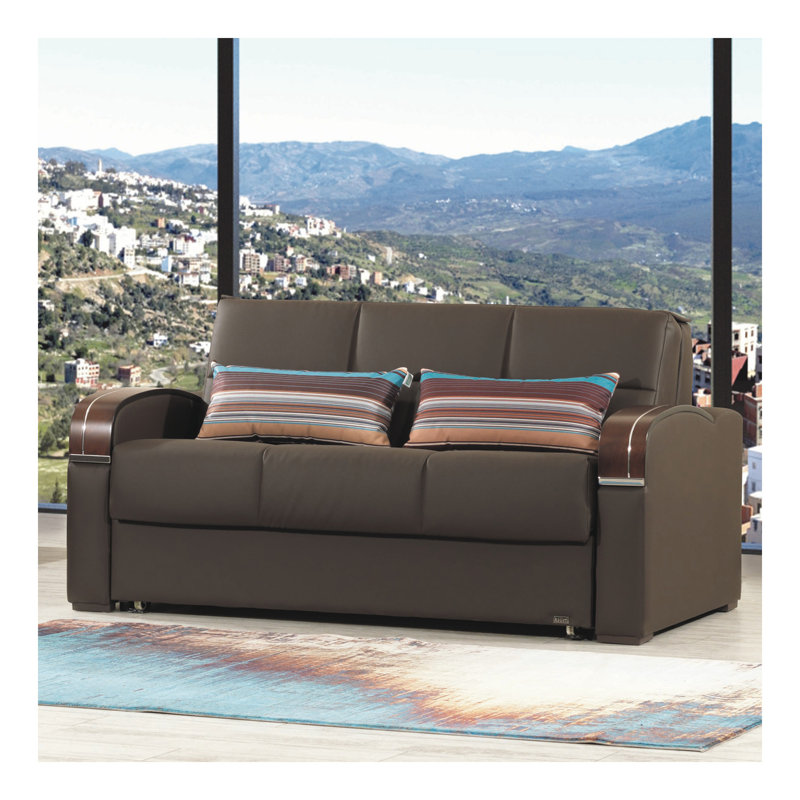 Causeuse convertible avec rangement en polyuréthane brun Primenest, Brun
