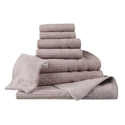 Rockaway Certified Egyptian Cotton 8 Piece Towel with Hand Glove and Bath Mat Set