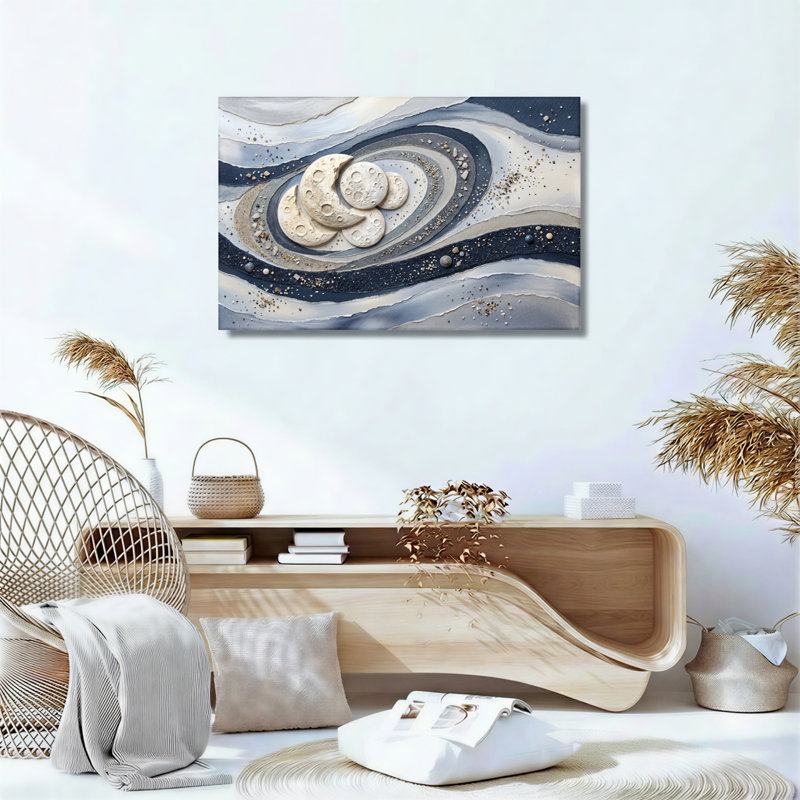 Ensemble d'une toile abstraite cosmique, 18"H x 24"W, Wrapped Canvas