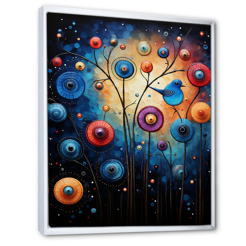 Symphonie animée bleue - Art mural, Cadre flottant blanc, 44" H x 34" W