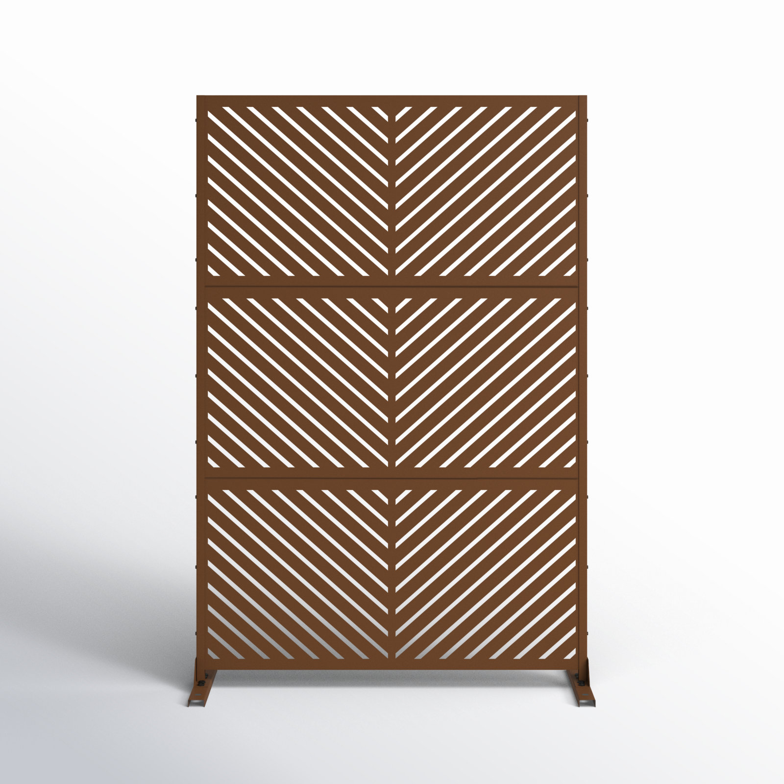 Harmon 4 ft. W Laser Cut Metal Privacy Screen, Brown