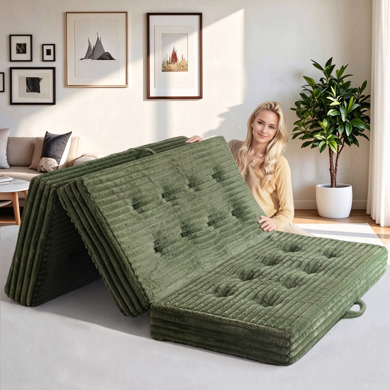 Tri-Fold Velours côtelé 6 po, Vert, Lit double