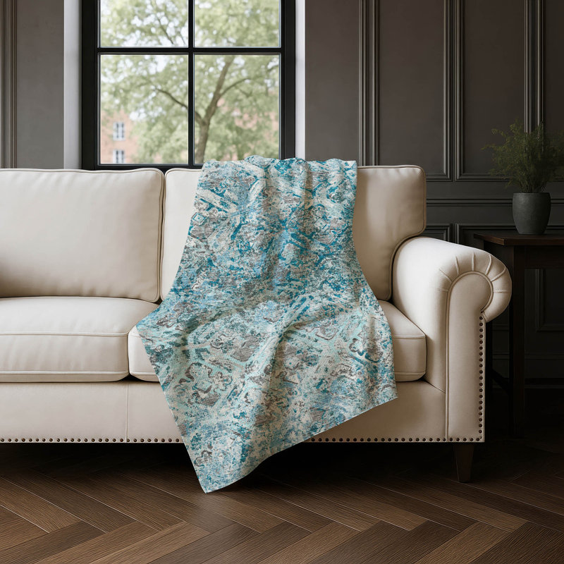 Jeté en laine Sherpa ASB768 Addison, Bleu sarcelle 