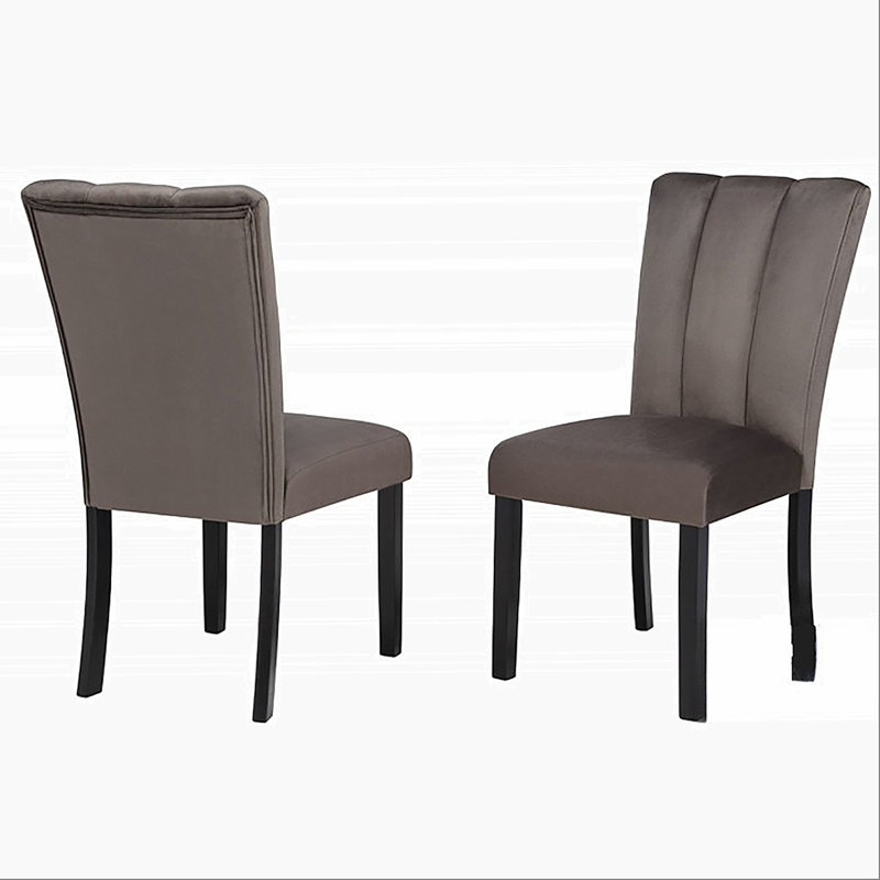 Ensemble de chaises de salle à manger en velours brun (ensemble de 2)