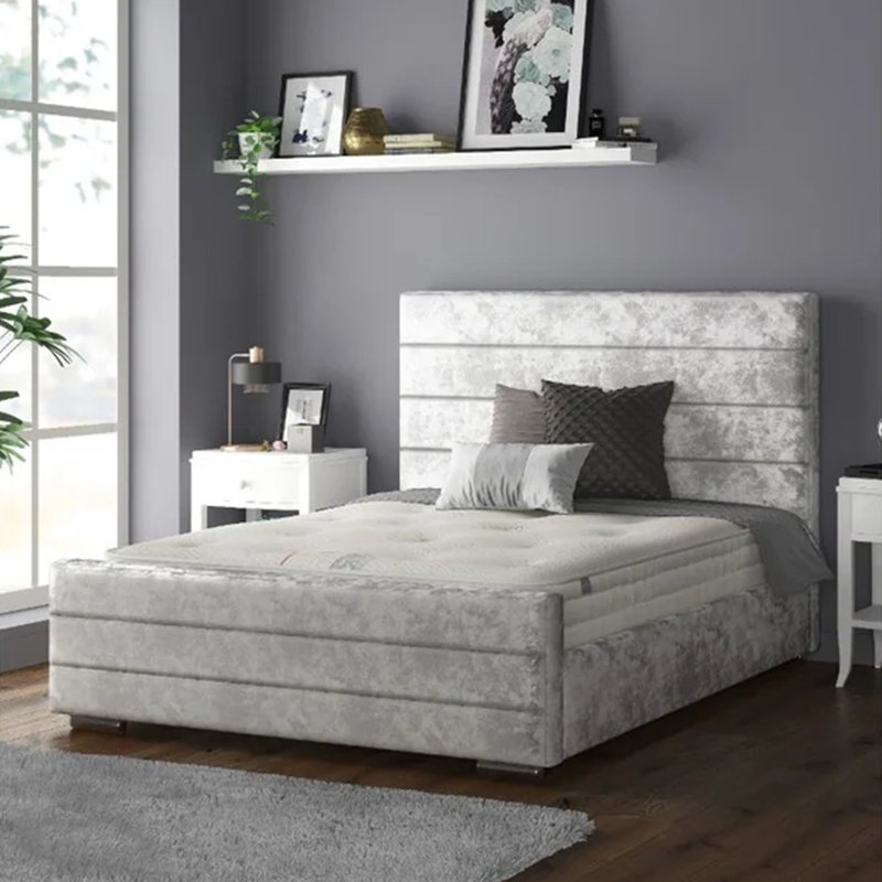 Desmarie Upholstered Bed, Silver, Super King (6')