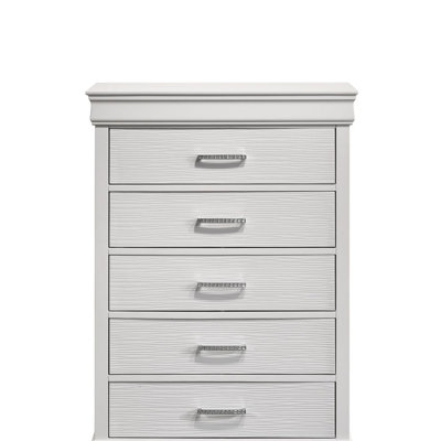 Modern 5-Drawer Wooden Chest with Elegant Finish and Slat Support, for Luxurious Bedrooms