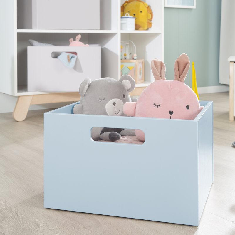 Roba Wooden Toy Box, Blue / White / Grey