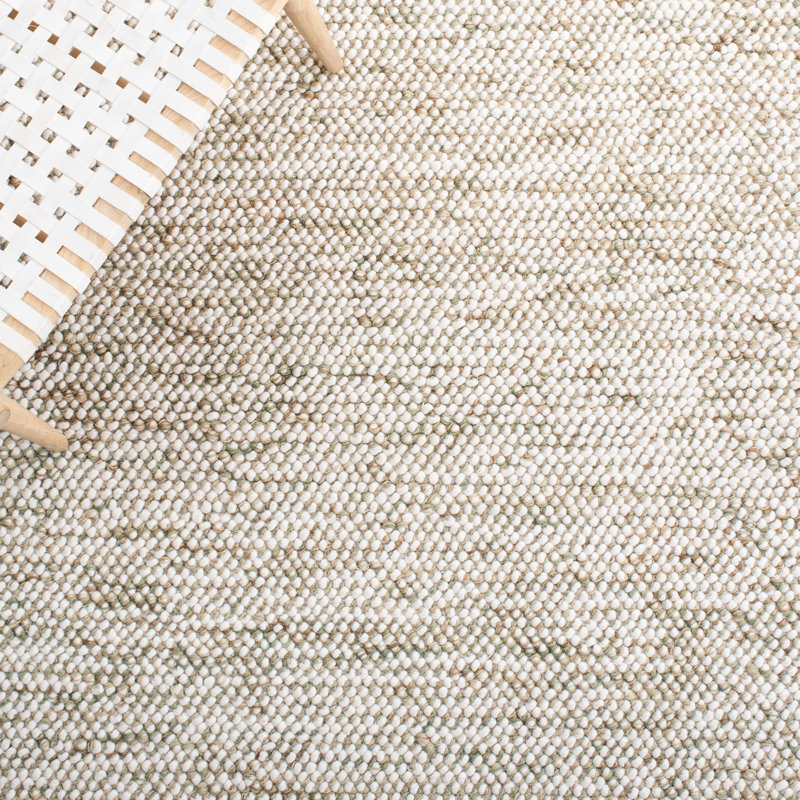 Tapis sauge / ivoire à motif géométrique fait à la main Almus, Rectangle 9 pi x 12 pi