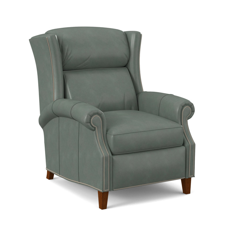 Broderick Recliner, #9 Pewter, Aline Light Gray Stonewash Genuine Leather, New Classiques