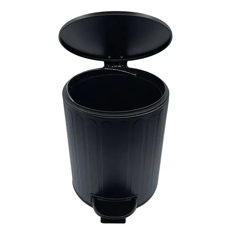 Poubelle de 10 po de hauteur noire avec seau intérieur amovible, poubelle en métal à fermeture en douceur et pédale