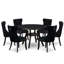 L'ensemble de salle à manger moderne 7 pièces se compose d'une table en bois et de 6 chaises modernes en tissu de polyester noir avec dossier capitonné - Noir sablé-1759206545-1759196831
