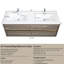Meuble-lavabo flottant de 60 po avec deux lavabos, finition gris cendré, surface en résine de pierre, mouvement de tiroir à fermeture silencieuse, pré-assemblé pour une installation rapide, grand espace de rangement disponible