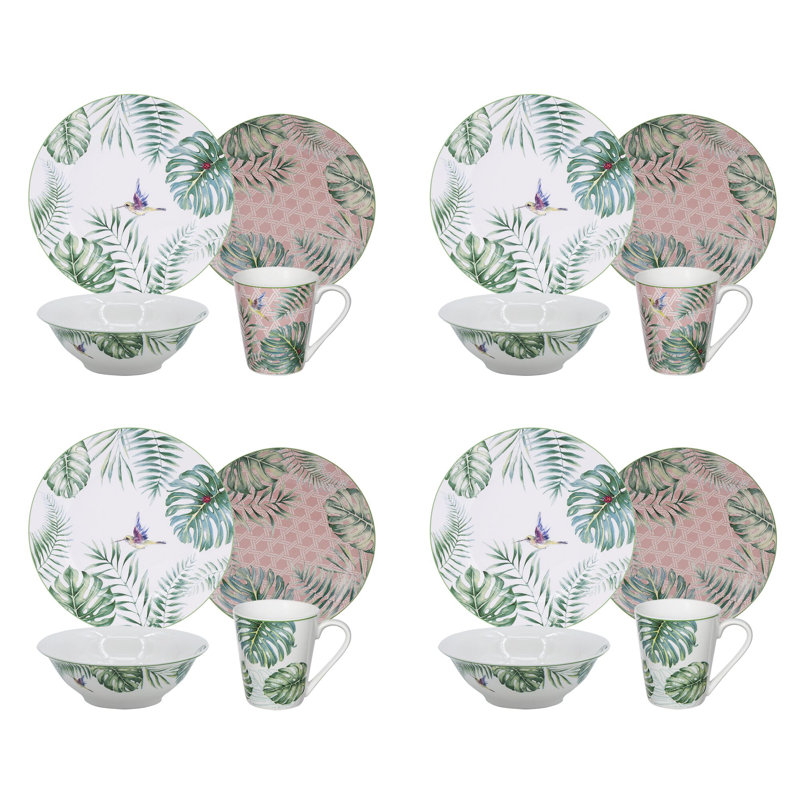 Wamego 16 Piece Porcelain China Dinnerware Set - Service for 4