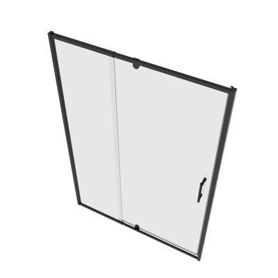 Pivot Swing Shower Door 50-54" X 71", Matte Black Finish, 1/4" Tempered Glass, Stainless Steel Handle, Leakage Design, Left & Right Universal 50 - 54" 71" Glass Door, Black, Wall Adjustable,