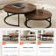 Nesting Coffee Tables Set of 2, Round Walnut & Black Metal Frame, Modern End Tables for Small Spaces, Living Room, Apartment (80 & 60cm)-236891991