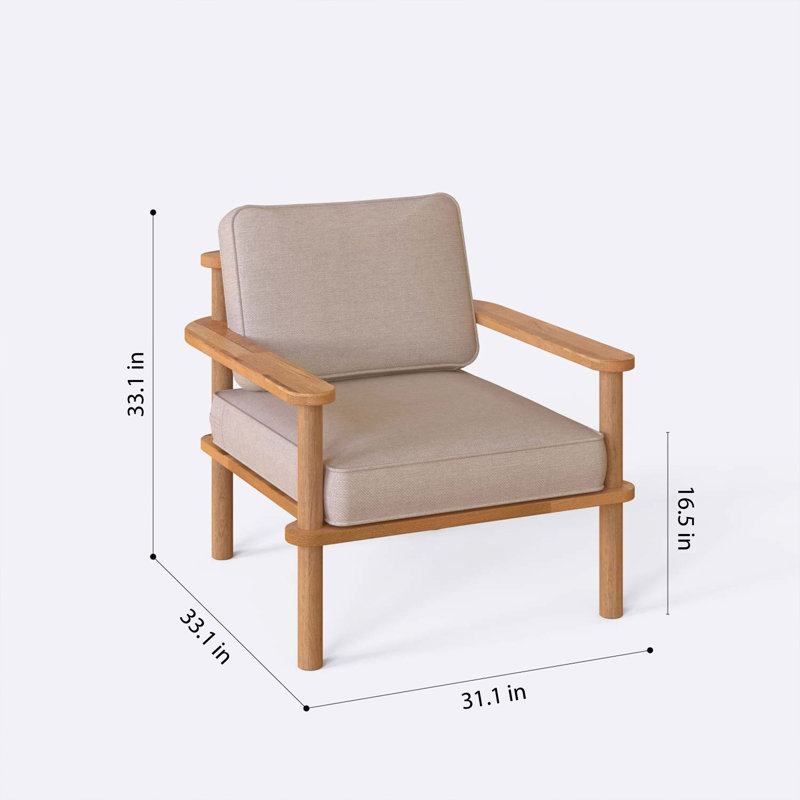 Chaise avec accoudoirs en bois de hêtre massif Brooklyn
