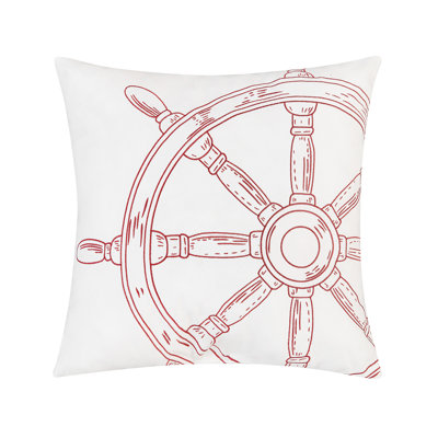 Ships Wheel Indoor / Outdoor Embroidered Throw Pillow