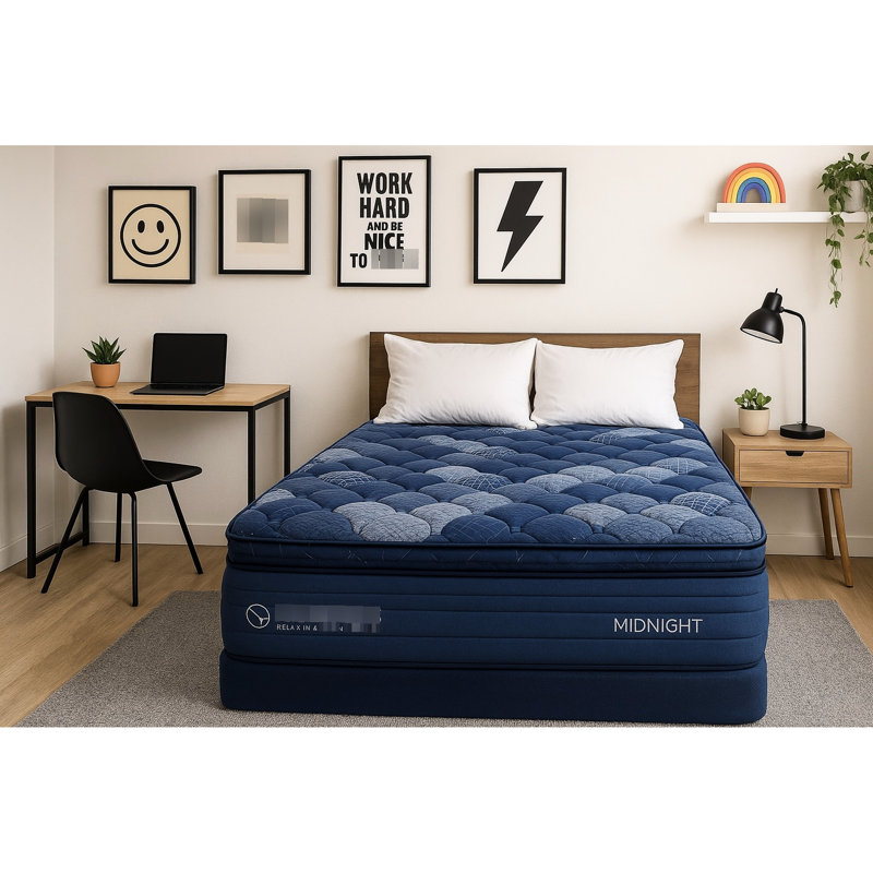 Matelas pour très grand lit 14 po avec unité de poche, couches en mousse bleue, mémoire et housse souple roulée compressée, mousse, couches
