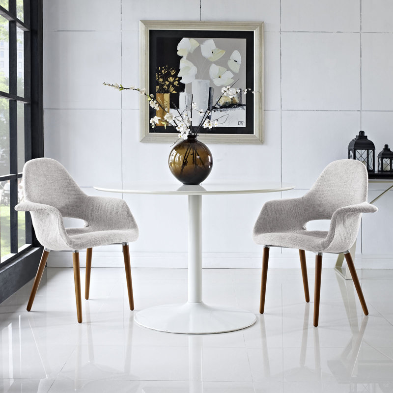 Modway Linen Upholstered Dining Armchair, Light Gray