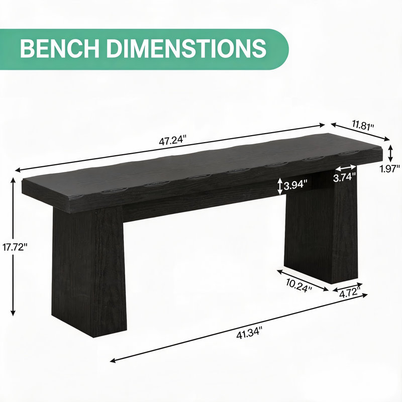 Banc de salle à manger moderne en bois noir avec banc d'entrée et banc en MDF pour salon