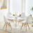 Modholic Tulip 36" Round Wood Dining Table & Set Of 4 Wood Leg Chairs, Clear-89083861-89083864