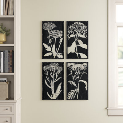 Michal Monochrome Queen Annes Lace Prints, Set of 4