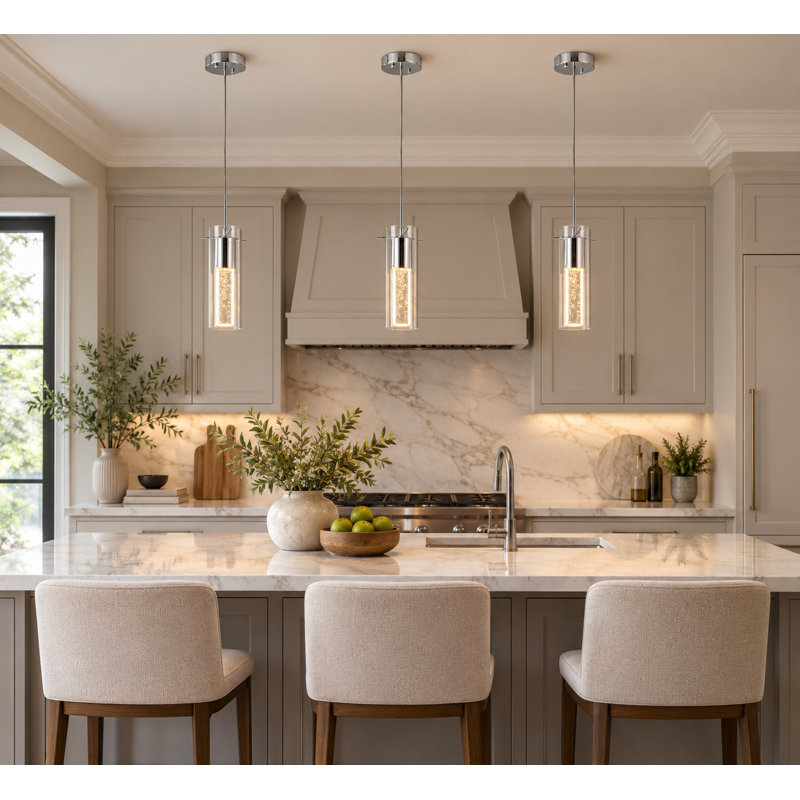 Thamann Modern 1 Light Glass Cylinder Pendant