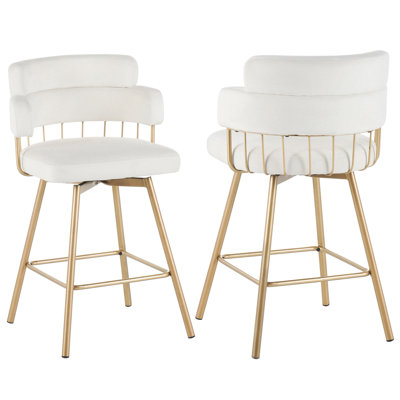 Tabourets de bar pour îlot de cuisine, café, pub - d'une hauteur de comptoir de 26 po, de 2, pivotant à 180 °, à dossier bas et d'une capacité de 300 lb. Matériau tendance et facile à nettoyer.