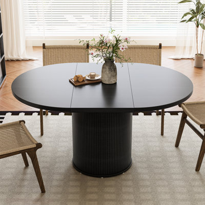 Table de salle à manger extensible ronde 43,3 "à 59" avec rangement caché, sièges pour 4 à 6, table de salle à manger pour la salle à manger