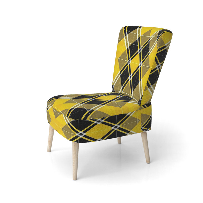 Checked Tartan - Chaise d'appoint rembourrée à motifs, Jaune / Noir