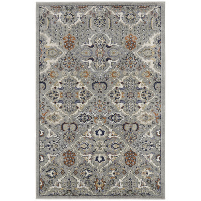 4' X 6' Green And Ivory Floral Power Loom Area Rug