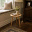 Table d'appoint ronde en chêne naturel, table de chevet 3 pieds en bois massif, petite table d'appoint minimaliste, table de chevet multifonctionnelle pour l'intérieur et la véranda