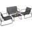 4 Pieces Patio Furniture Set, Outdoor Patio Furniture with Loveseat and 2 Single PVC-coated polyester Fabric Chairs, Glass Coffee Table for Backyard Balcony Lawn