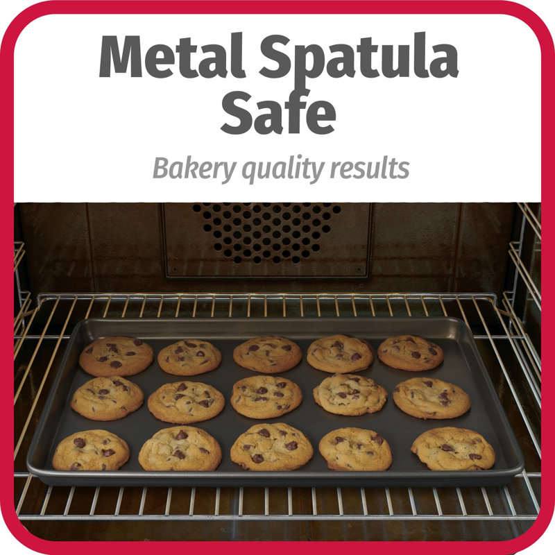 3-Piece Everyday Grey Nonstick Carbon Steel Cookie Sheet Baking Set, Assorted Sizes 13×9, 15×11, 17×11 Inch Kitchen Bakeware Trays
