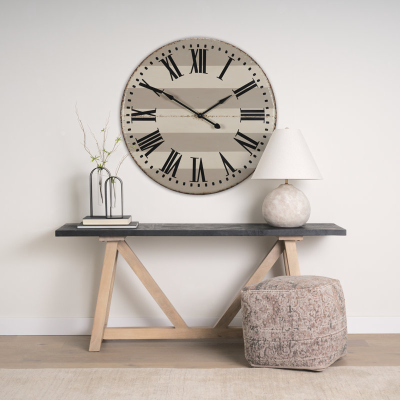Belton Metal Analog Wall Clock, Small, White/Beige