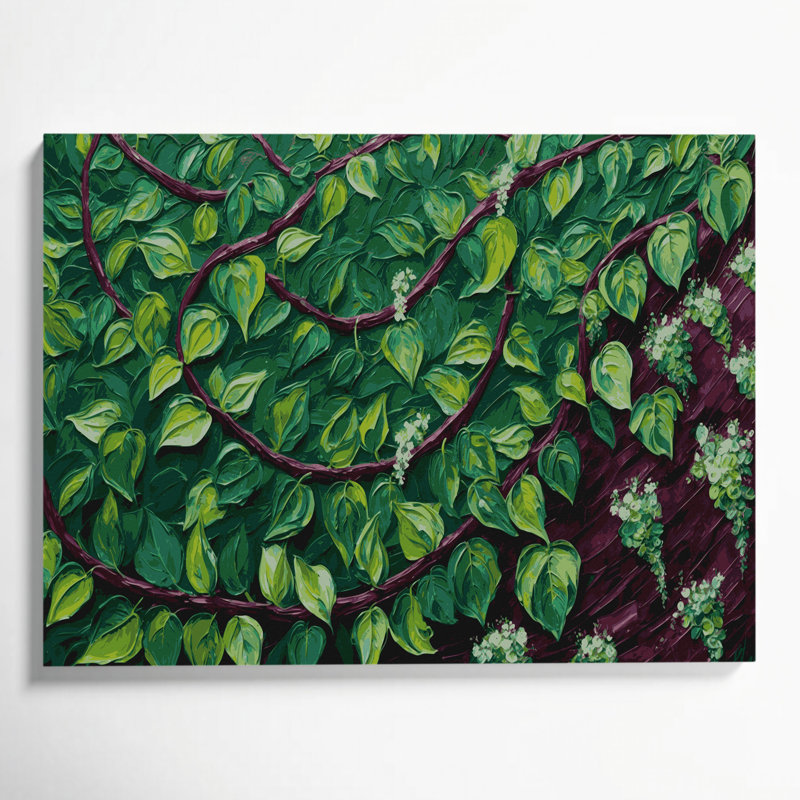 Vegetables Malabar Spinach Gray Canvas Wall Art, 20" H x 24" W