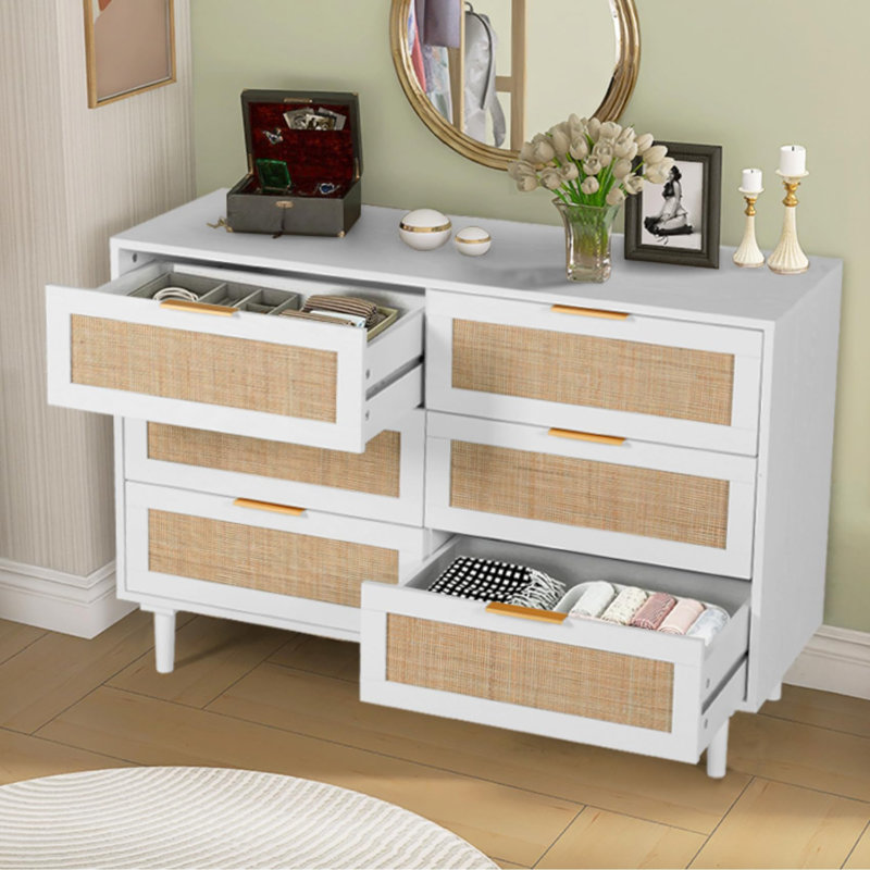 110cm W 6 - Drawer Chest of Drawers, White